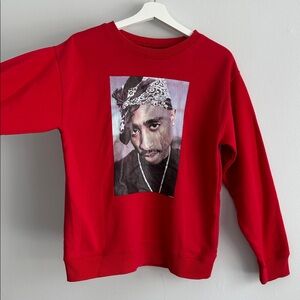 Tupac Shakur 2pac Sweatshirt Red Hip Hop Rap Vintage Style small